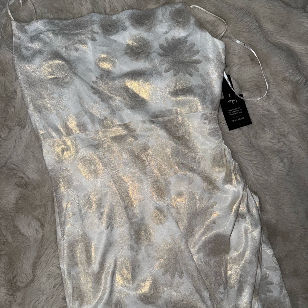 Lulus white and light gold floral dress